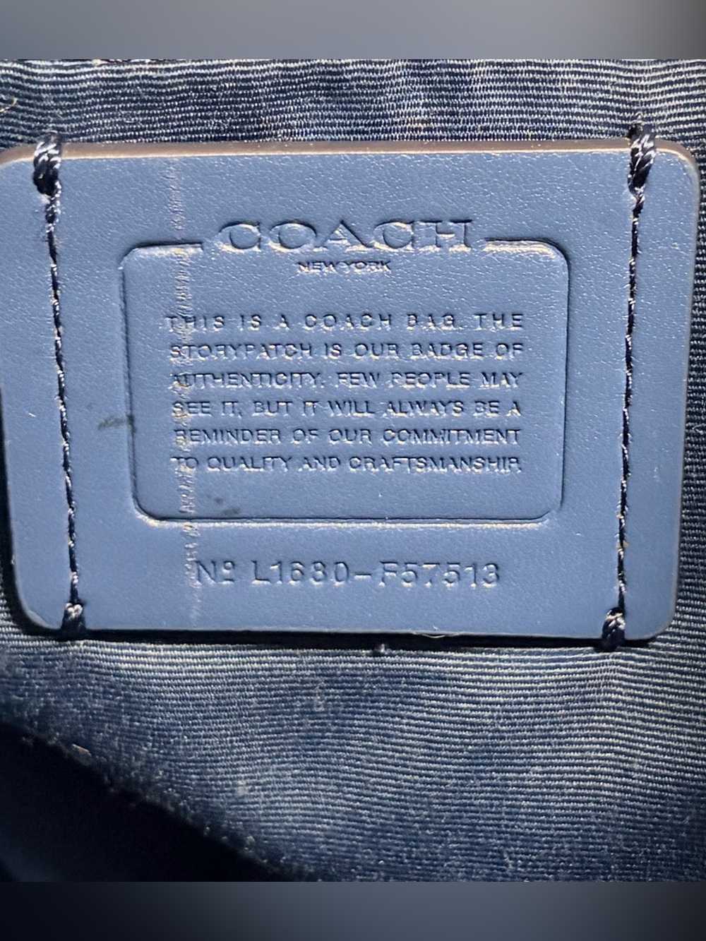 Coach Blue Central Studded Pebble Leather Satchel - Picture 9 of 11